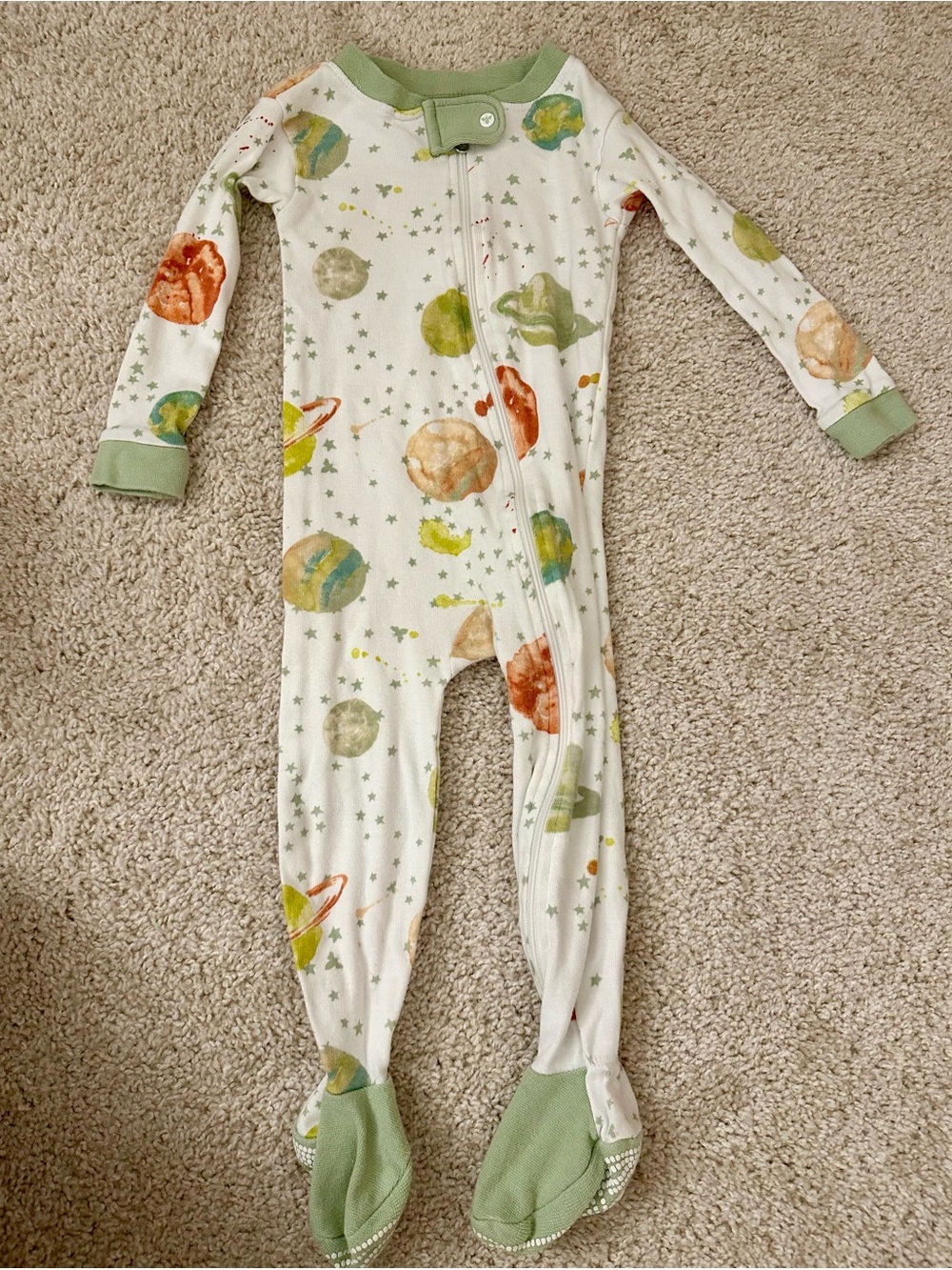 Baby One-Piece Footed Pajamas Planet Print